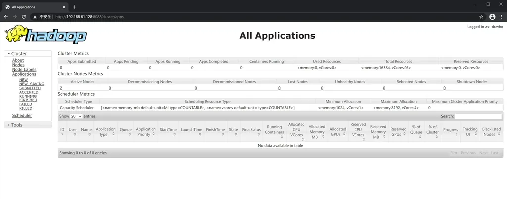 YARN ResourceManager Web 管理界面