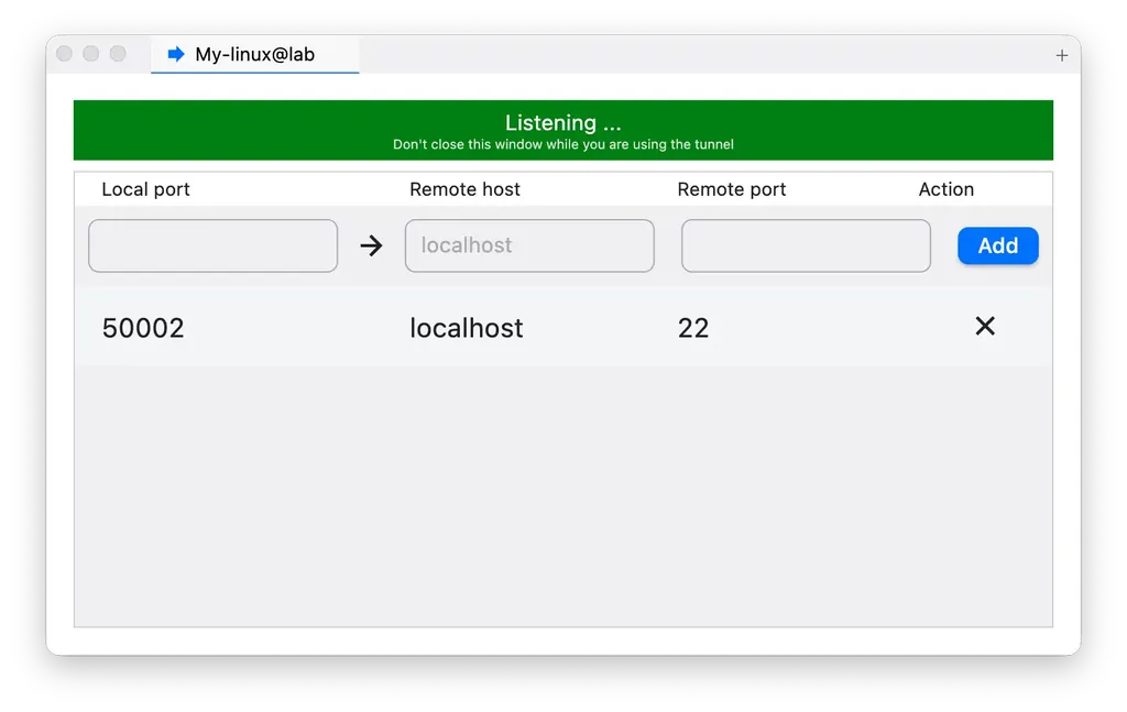 Port Forwarding 界面
