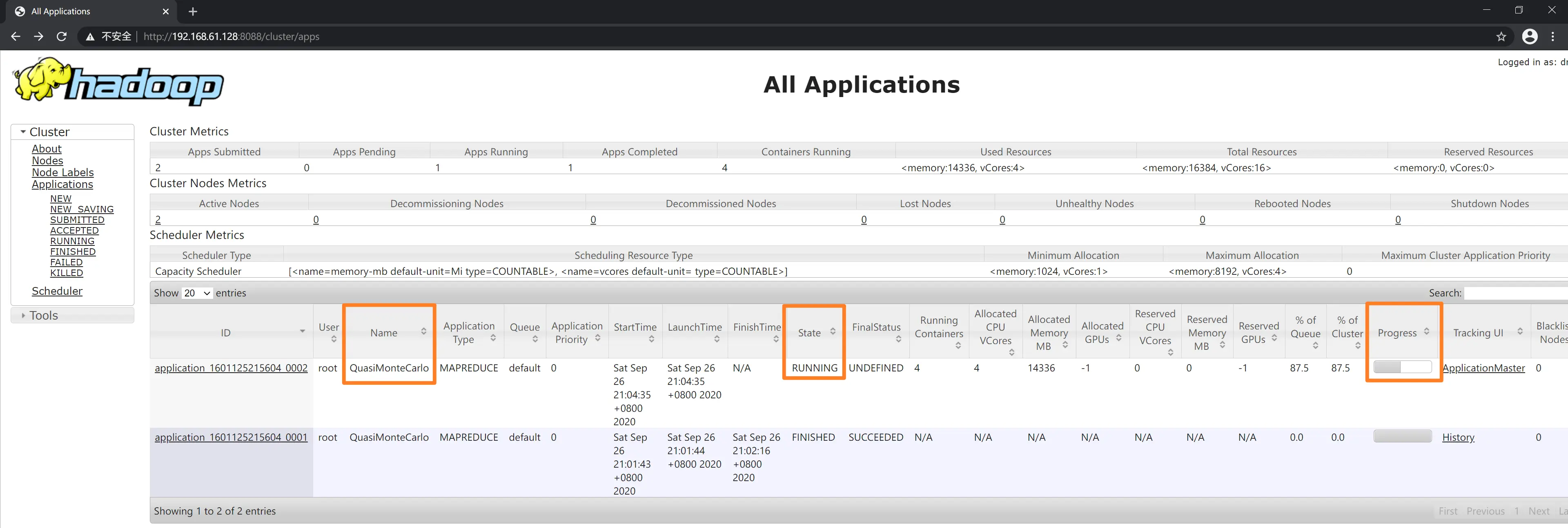 Pi 计算作业执行过程