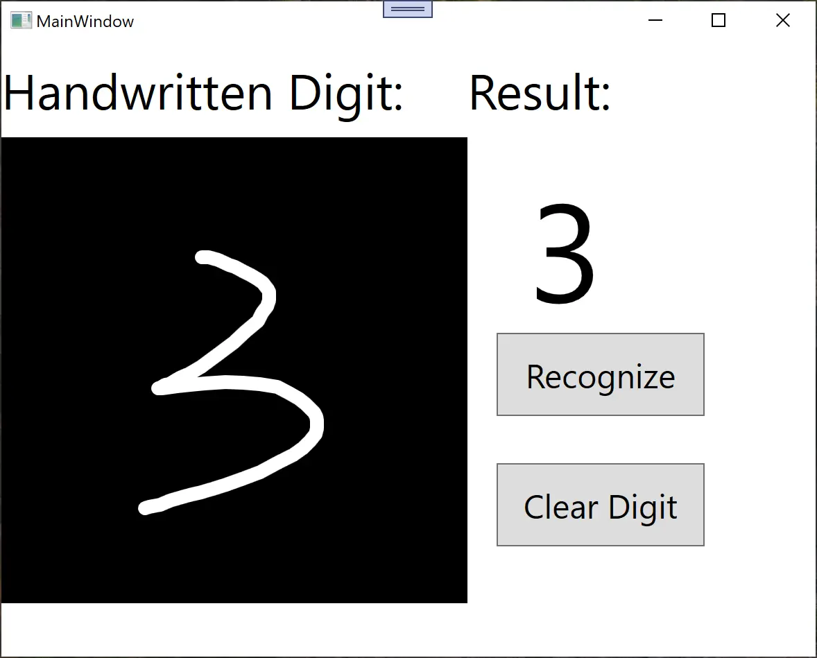 手写数字识别应用运行效果