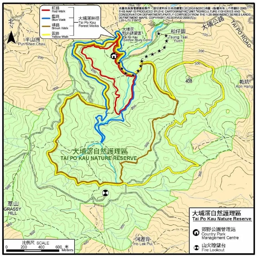 地图总览,分为红黄啡蓝四条线路,credit 见水印