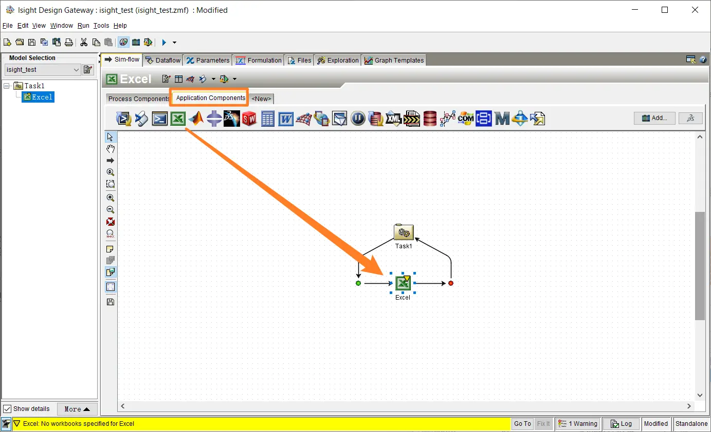 Isight 任务界面添加 Excel 组件