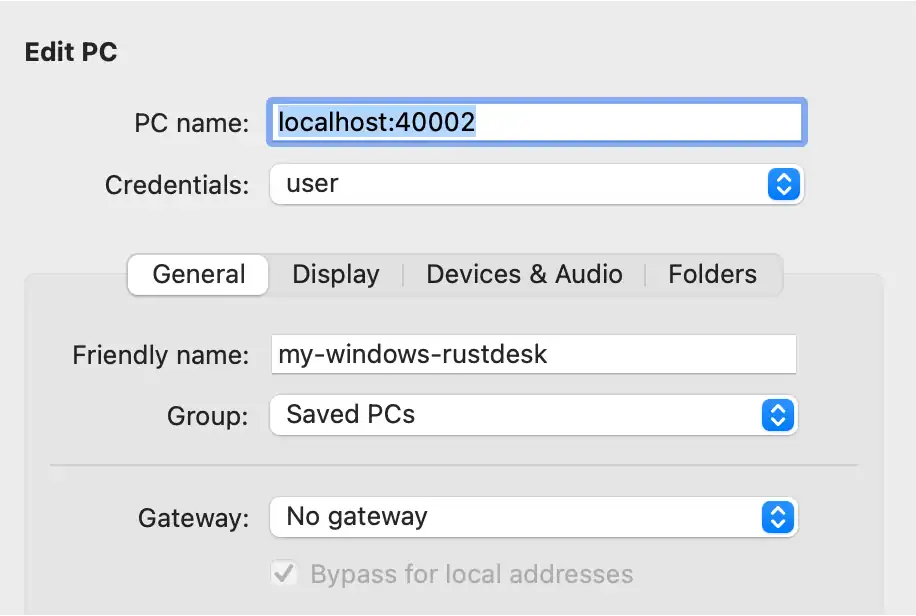 Windows APP 中 IP 和端口设置为 localhost 以及转发的端口