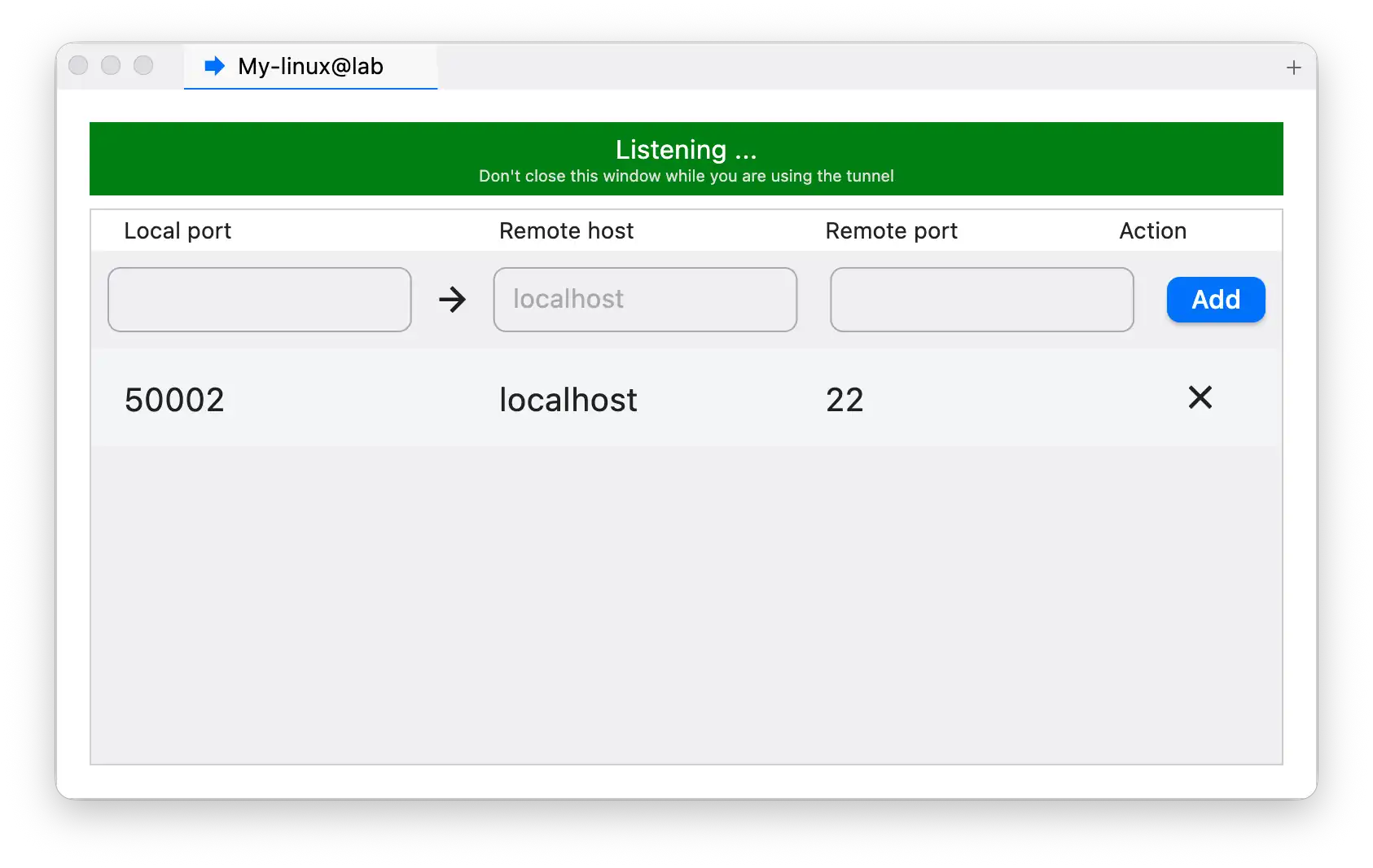 Port Forwarding 界面