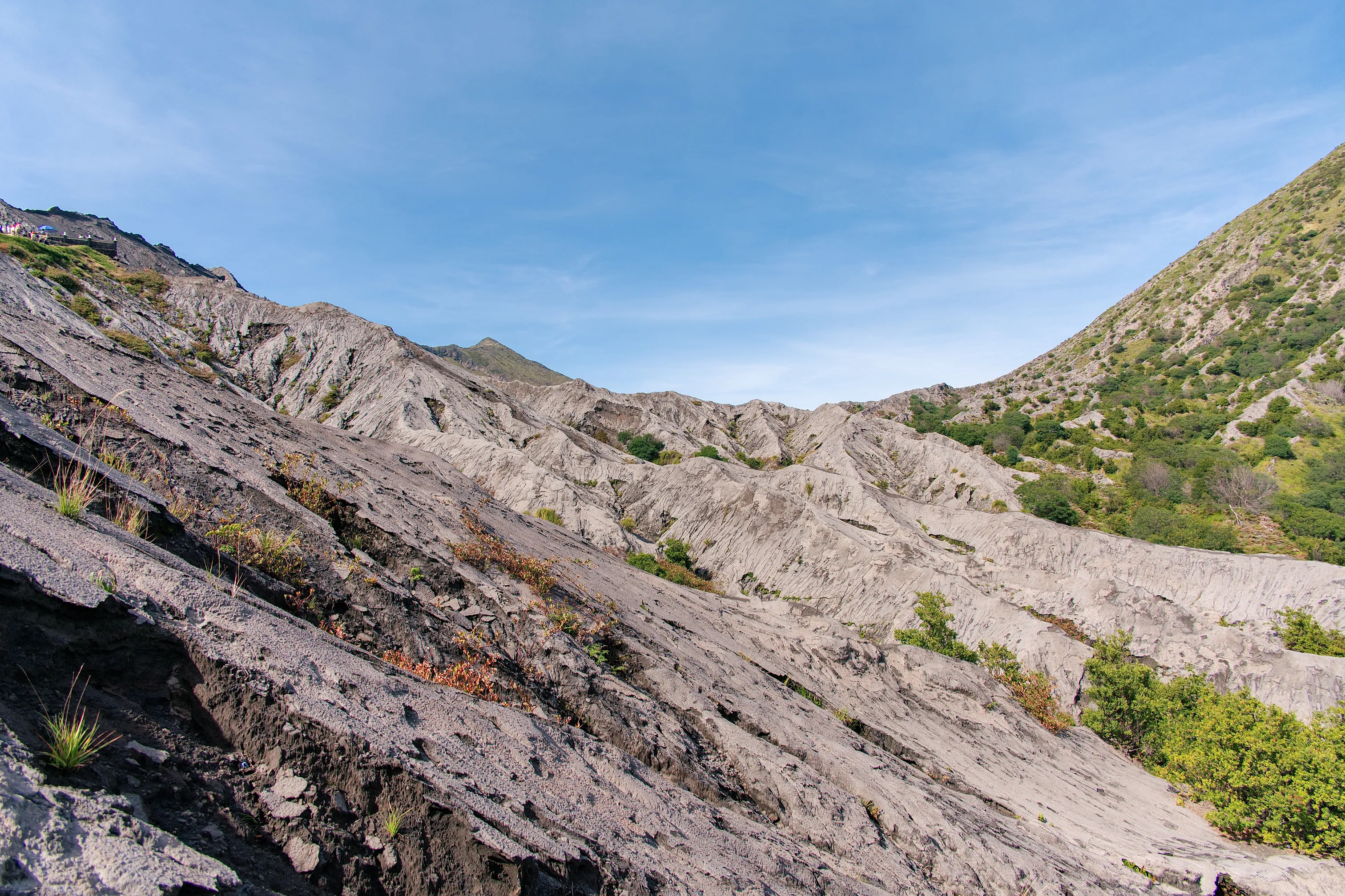 覆盖了白色火山灰的山坡